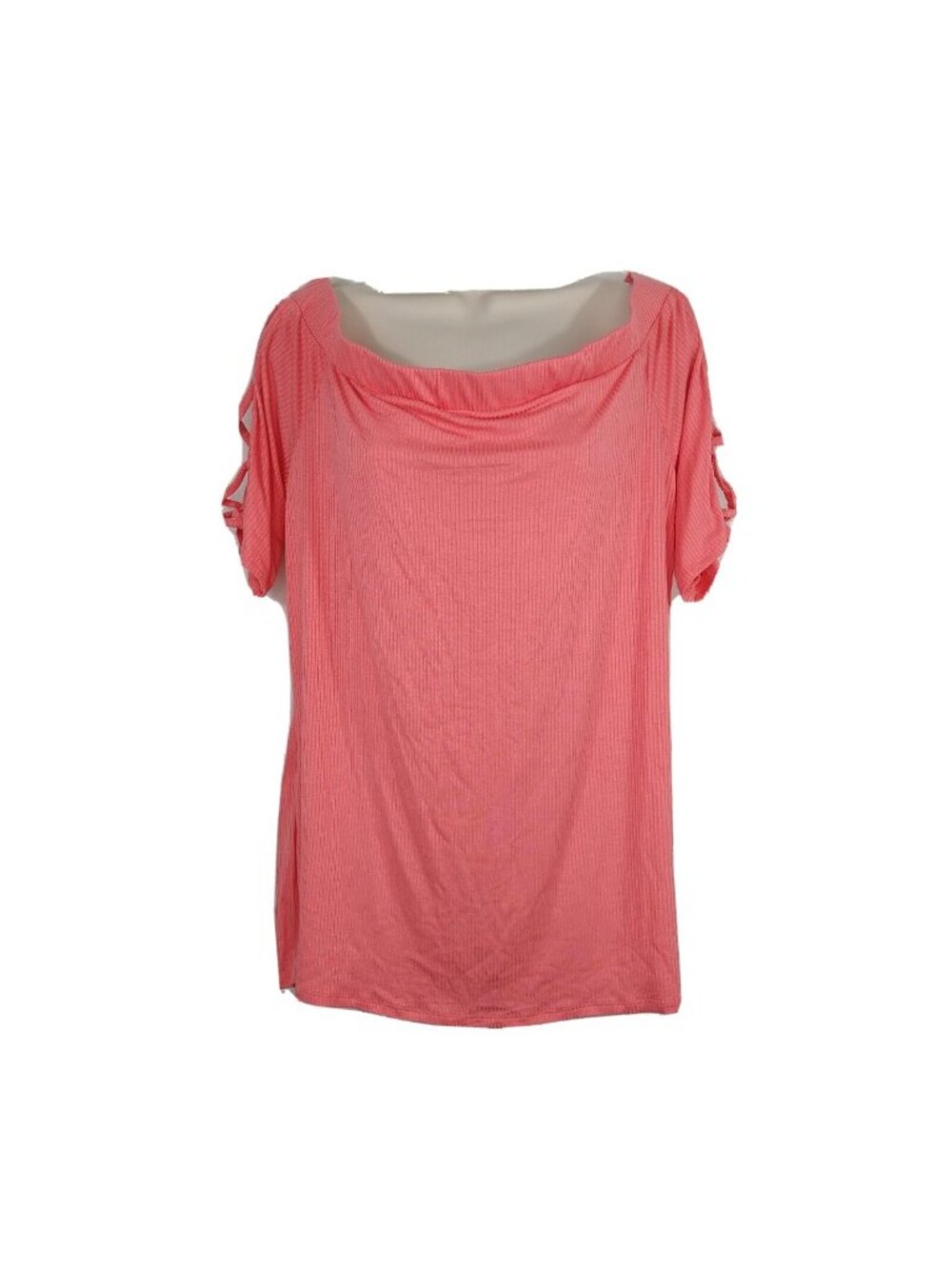 Zenobia Top Off the Shoulder Women Size 3XL Coral/Pink Short Sleeve Stretch NEW